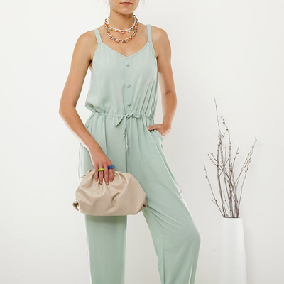 Combinaison femme coton menthe à boutons - Vêtements