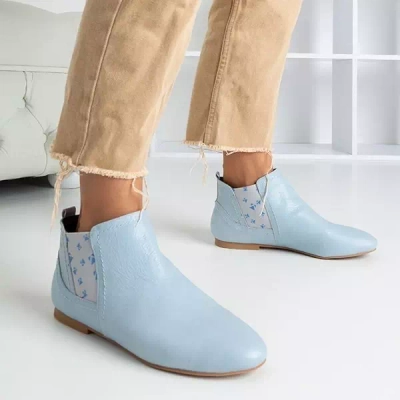 OUTLET Bottines en cuir pour femmes bleu clair de Heidi - Chaussures