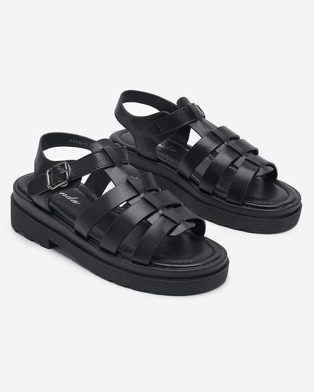 OUTLET Sandales noires pour femme sur semelle plus épaisse Gacino - Footwear