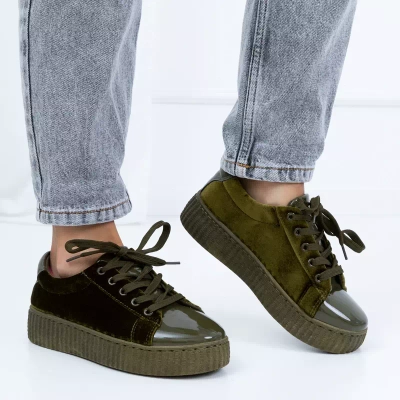 OUTLET Chaussures de sport en velours vert Briss- Footwear