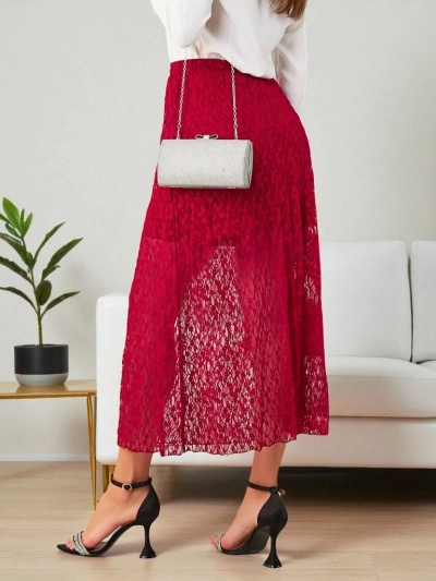 Jupe mi-longue en dentelle pour femmes de Royalfashion