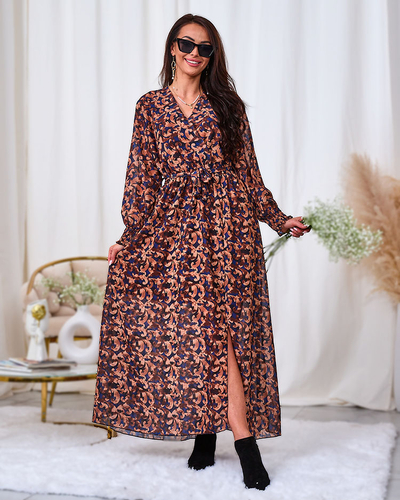 Royalfashion Robe longue à motif camel pour femme