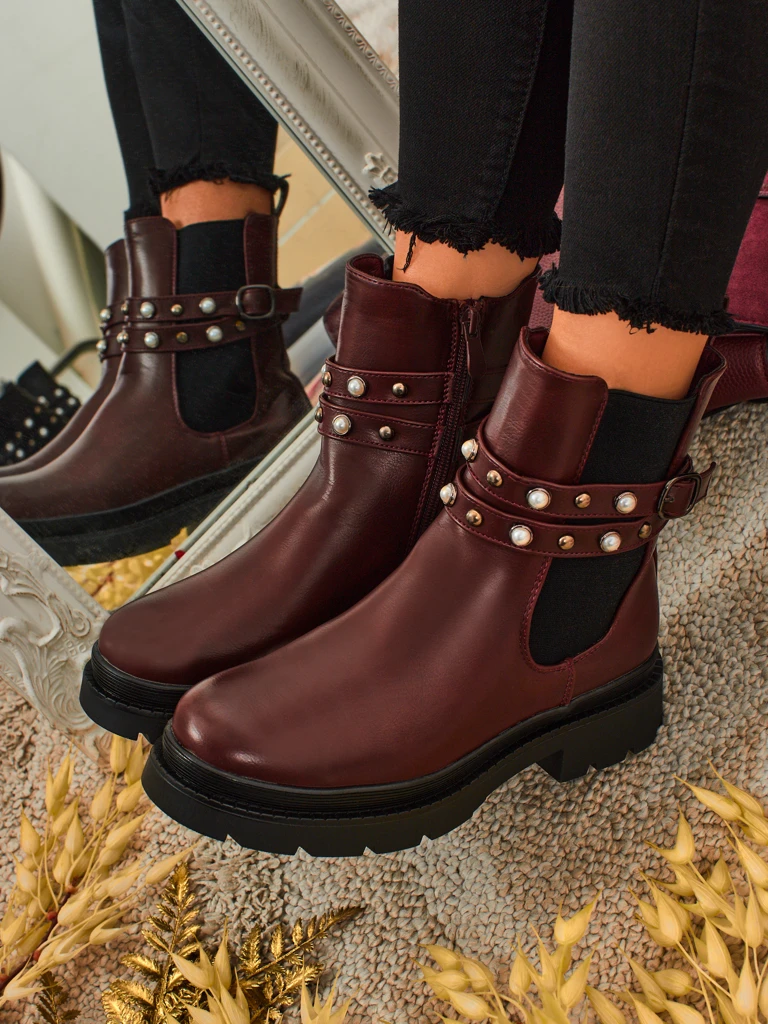 Bottines montantes pour femmes en cuir écologique Pearl Mist