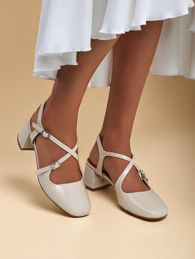 Royalfashion Escarpins pour femme à petits talons avec brides décoratives Lollita