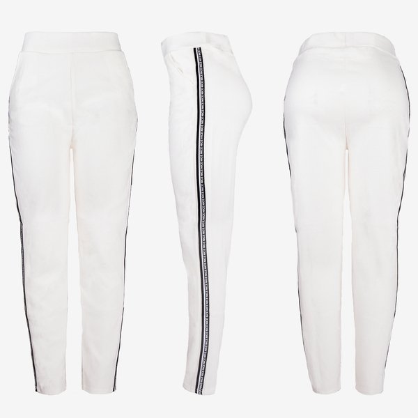 Pantalon de survêtement femme blanc à rayures - Pantalon 1