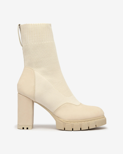 Royalfashion Cream Bottines Flexi à talon supérieur pour femmes