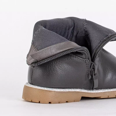 OUTLET Boots fille grises avec tige décorative Nokimi-Shoes