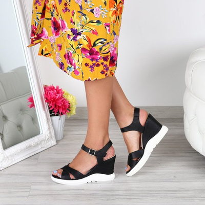 Sandales noires sur le coin Bexley- Chaussures 1