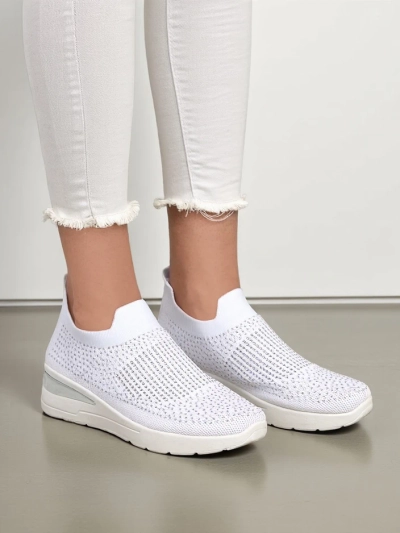 Royalfashion Baskets compensées pour femmes à enfiler avec des strass Qelavise