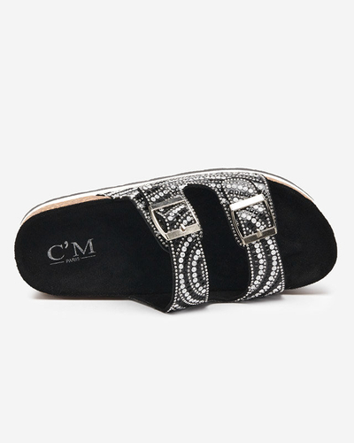 Chaussons femme avec zircons cubiques noirs Lalud-Footwear