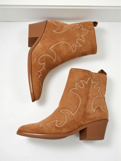 Bottines femme style santiags Velvet Ash – à talons