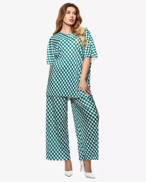 Ensemble plissé pour femme vert - Vêtements