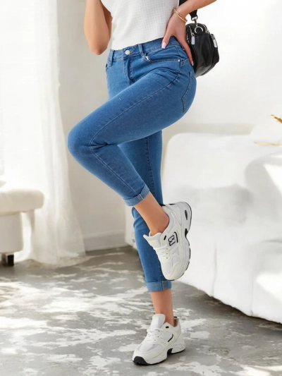 Royalfashion Jeans tapered en coton pour femmes