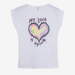 T-shirt femme blanc avec un coeur - Vêtements 1