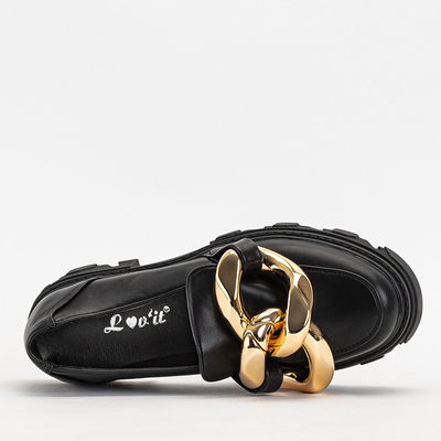 OUTLET Chaussures femme noires avec chaîne dorée Kesoni - Footwear