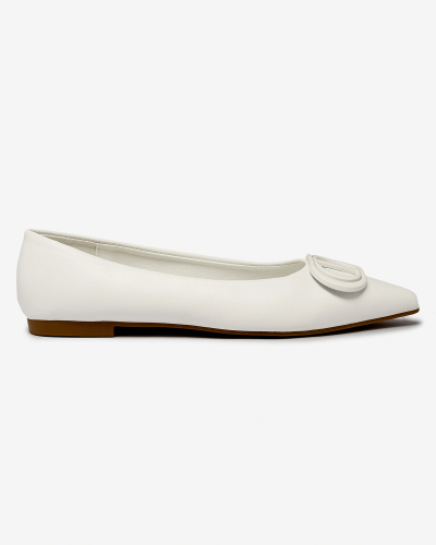 Royalfashion Ballerines blanches à bout pointu avec embellissement sur le nez Manixy