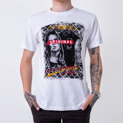 T-shirt homme en coton blanc avec imprimé - Vêtements