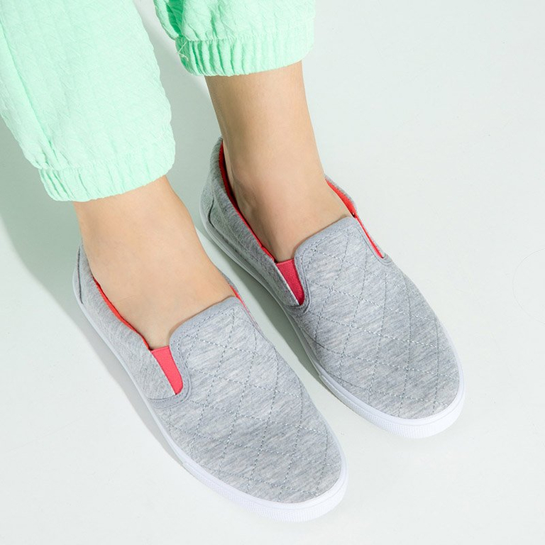 Slip-on matelassé gris pour femme avec empiècements fuchsia Weridia - Footwear