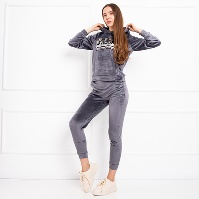 Survêtement J'adore pour femme en velours gris - Vêtements