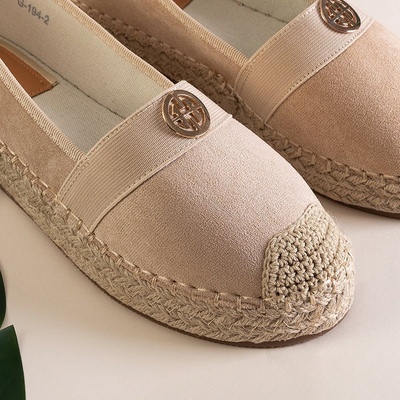 Espadrilles femme beiges à talons plats Anatola - Chaussures