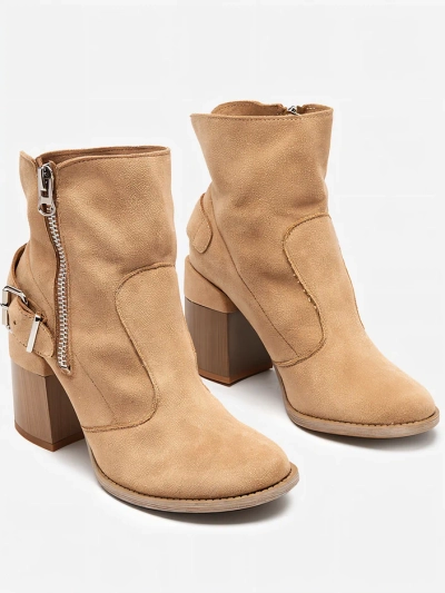 Bottes pour femmes en suède écologique marron clair Emrica - Footwear