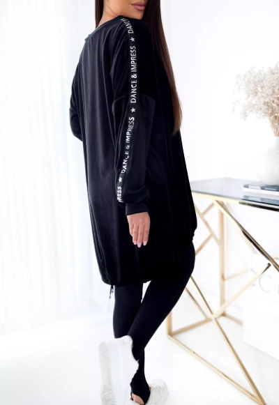 Royalfashion Tunique noire pour femme avec cordon de serrage