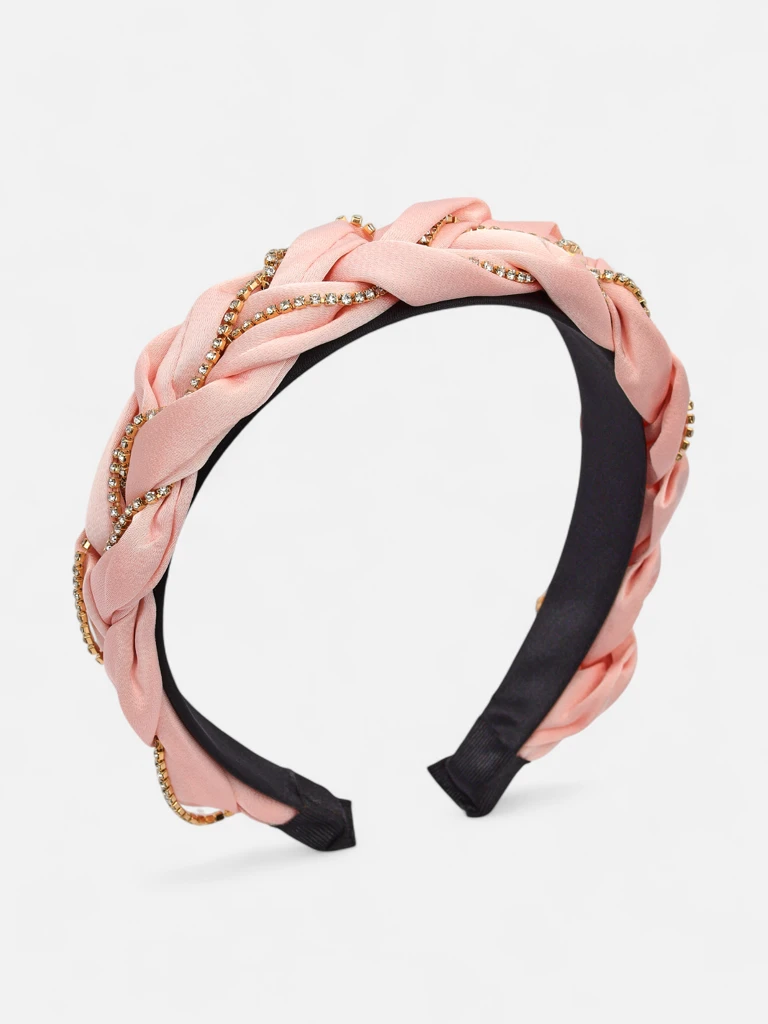 Royalfashion Serre-tête tressé orné de zircons