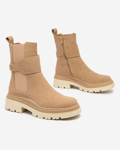 Royalfashion Bottes pour femme beige avec lanière décorative Doasa