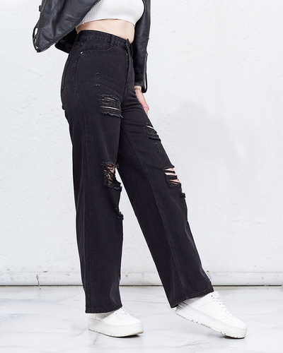 Royalfashion Jean large pour femme avec frottement