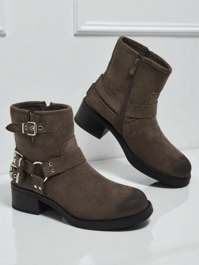 Bottines pour femmes en daim écologique avec boucles Valtos