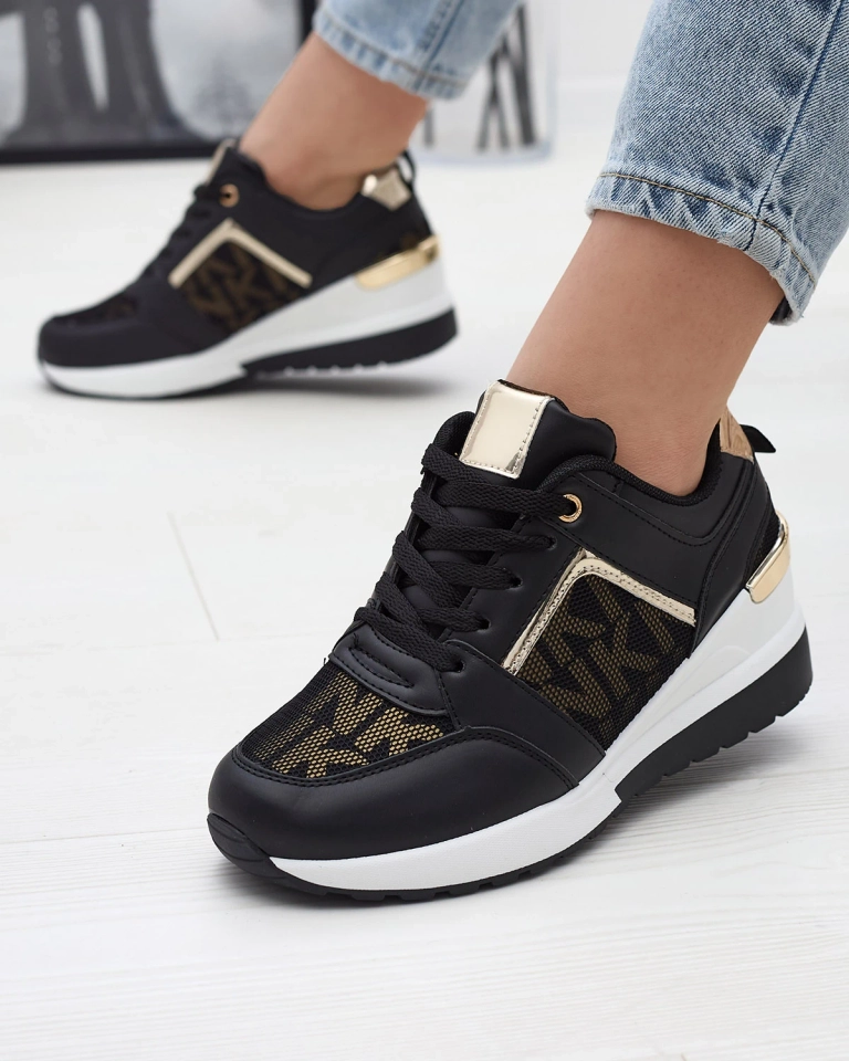 Baskets sportives à talons pour femme en noir Foqso- Footwear