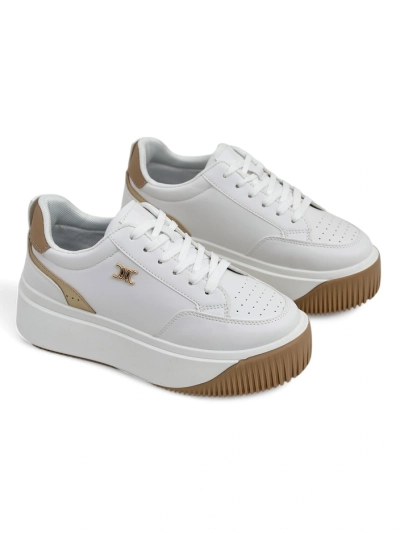 Sneakers pour femmes Arianna Bianco sur plateforme en cuir écologique de 5 cm