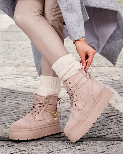 Royalfashion Bottes Woruces à lacets pour femmes