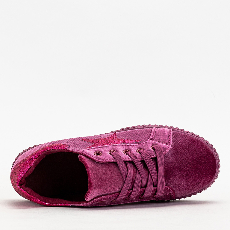 Baskets en velours femme fuchsia Estreni- Shoes