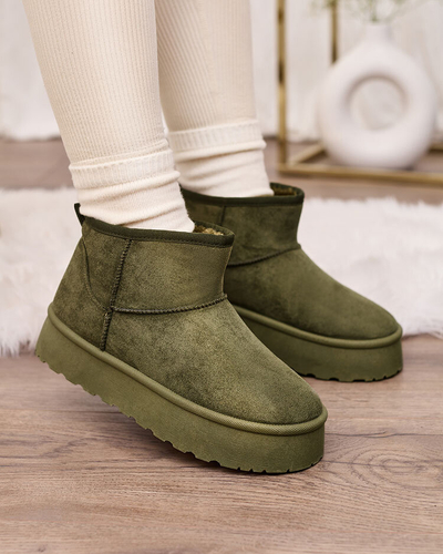 Royalfashion Bottes de neige à plateforme pour femmes vertes Ersinella