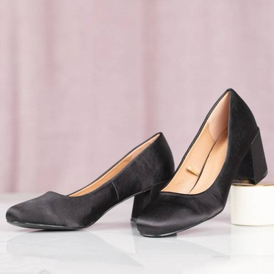 OUTLET Escarpins en satin noir sur tige basse Samira - Footwear