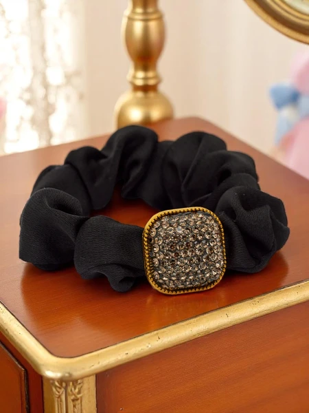 Royalfashion Élastique à cheveux avec strass décoratif Satin Shine