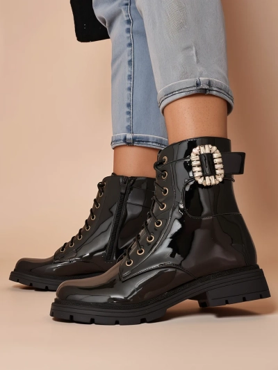 Royalfashion Bottines à lacets pour femmes Lacero