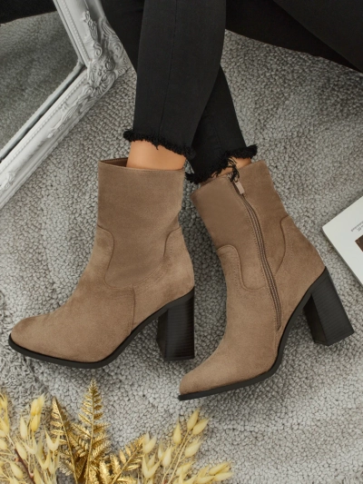 Bottines femme en éco-daim à talons épais Rune Fast