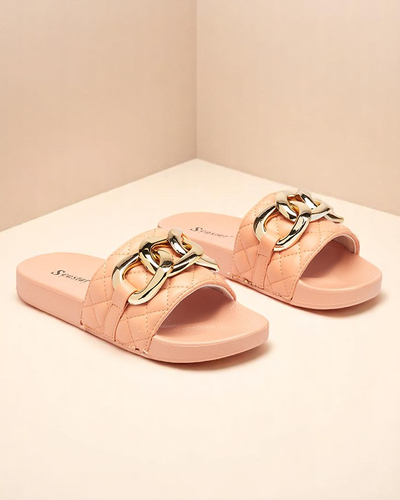 Sandales matelassées corail pour femme avec chaîne dorée Eteris - Footwear
