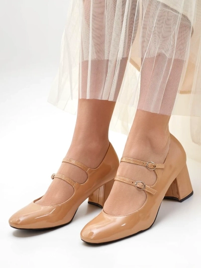 Royalfashion Chaussures à talons en cuir verni pour femmes avec des brides Ovinna