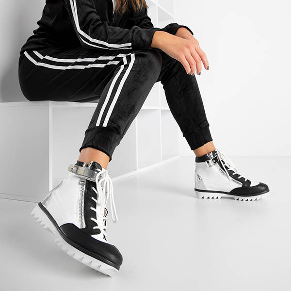 Bottines de sport noires et blanches avec finition laquée Krillas - Footwear