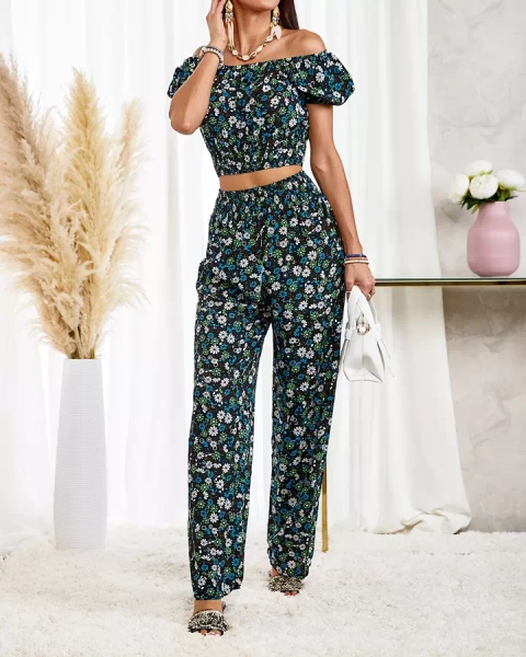 Royalfashion Ensemble floral deux pièces pour femmes