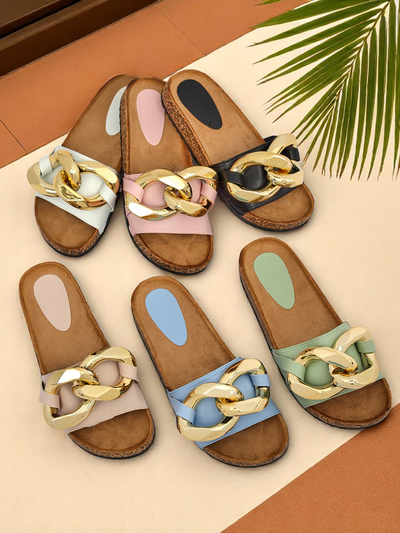 Chaussons bleus pour dames avec décoration Sofig- Footwear