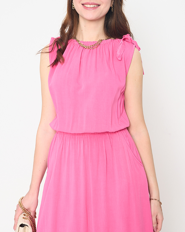 Robe femme fuchsia à bretelles avec poches - Vêtements