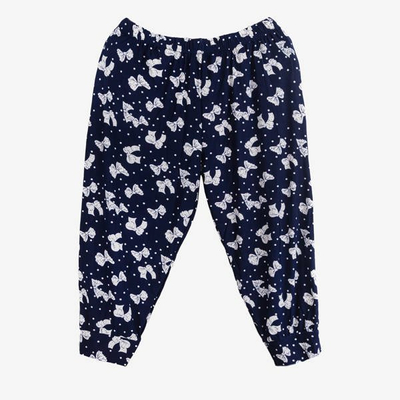 Pantalon femme à motifs bleu marine - Vêtements 1
