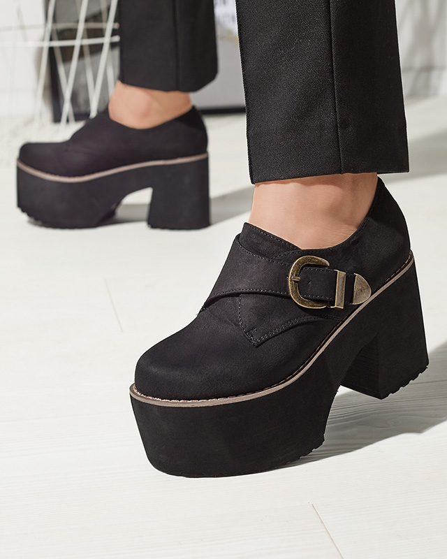 Demi-souliers noirs à talon haut pour femmes Kiacca- Footwear