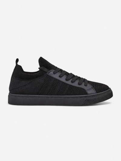 Sneakers pour femmes Livia Nero - baskets noires en tissu et cuir écologique à semelle plate