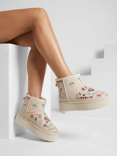 Royalfashion Des bottes de neige courtes pour femmes avec des autocollants Hanaga