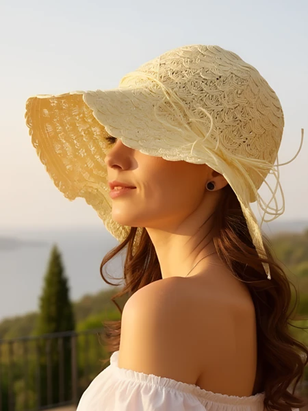 Royalfashion Chapeau de paille pour femme avec noeud charmant